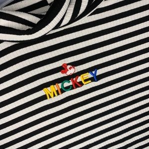 cropped turtleneck mickey mouse shirt